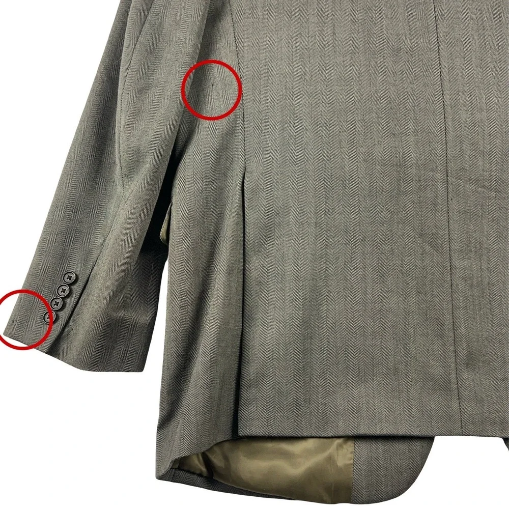 Lauren Ralph Lauren Sport Coat Mens 44L Brown Herringbone 100% Wool Blazer - Picture 13 of 13